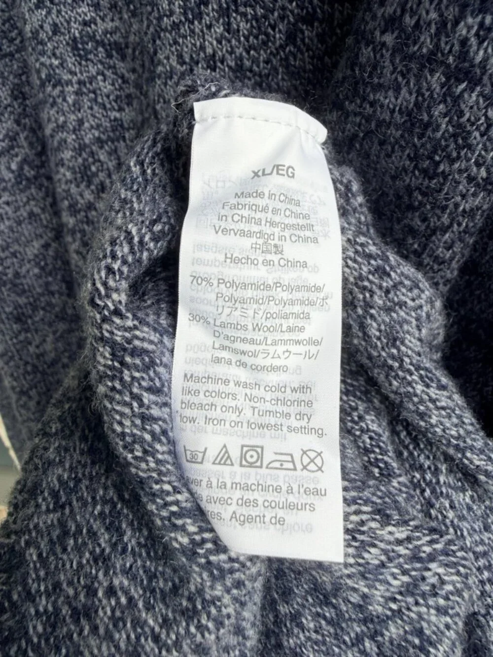 J. Crew Long Sleeve Crew Neck Wool Blend Blue Pullover Sweater Men's Size XL